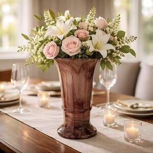 Vintage 1930’s George Davidson Art Deco Amethyst Cloud Glass Column Vase Set.